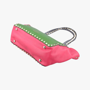 Pre-owned Valentino Rockstud Red×Green×Pink Leather shoulderbag | stylenewstar