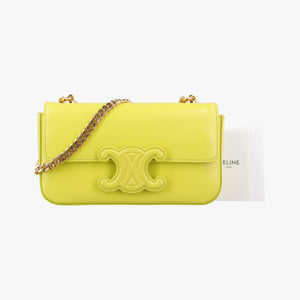 Pre-owned Celine Triomphe Chain Yellow Leather shoulderbag | stylenewstar