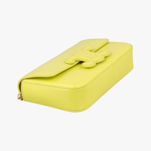 Pre-owned Celine Triomphe Chain Yellow Leather shoulderbag | stylenewstar