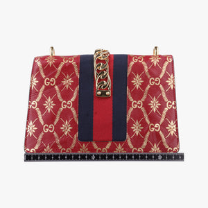 Pre-owned Gucci Sylvie red×Multicolour Leather 524405 shoulderbag | stylenewstar