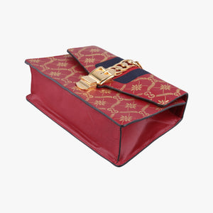 Pre-owned Gucci Sylvie red×Multicolour Leather 524405 shoulderbag | stylenewstar