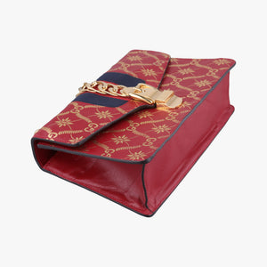Pre-owned Gucci Sylvie red×Multicolour Leather 524405 shoulderbag | stylenewstar