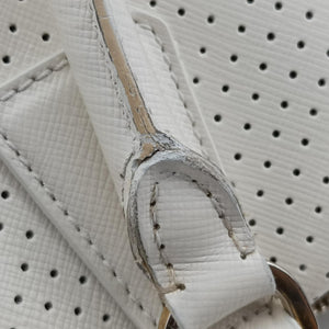 Secondhand Prada Perforated White leather handbag | stylenewstar