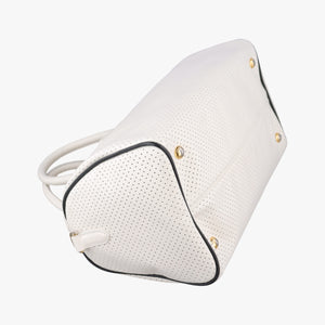 Secondhand Prada Perforated White leather handbag | stylenewstar