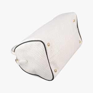 Secondhand Prada Perforated White leather handbag | stylenewstar