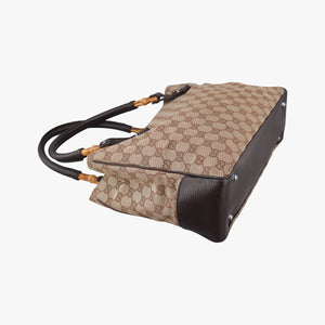 Pre-owned Gucci GG canvas bamboo Beige × brown Canvas×Leather 112526 handbag | stylenewstar