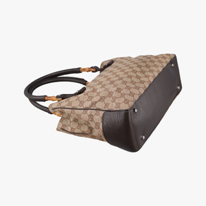 Pre-owned Gucci GG canvas bamboo Beige × brown Canvas×Leather 112526 handbag | stylenewstar
