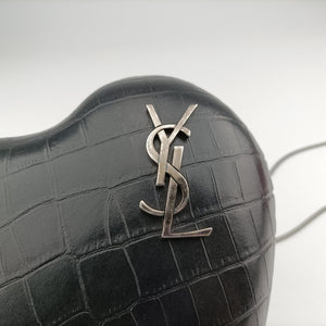 Pre-owned Yves Saint Laurent Love Box Heart Black Leather 466212 shoulderbag | stylenewstar