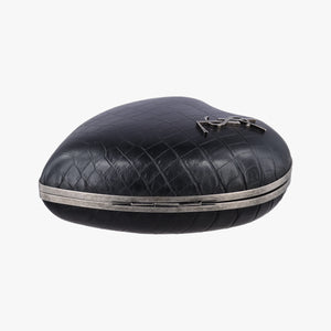 Pre-owned Yves Saint Laurent Love Box Heart Black Leather 466212 shoulderbag | stylenewstar