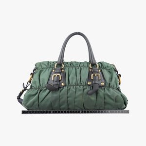 Secondhand Prada Gaufre Green nylon×Leather BN2805 shoulderbag | stylenewstar