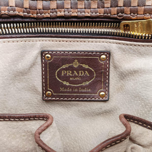 Pre-owned Prada Madras Brown leather shoulderbag | stylenewstar