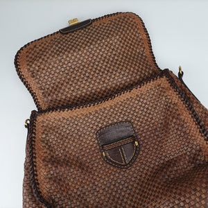 Pre-owned Prada Madras Brown leather shoulderbag | stylenewstar