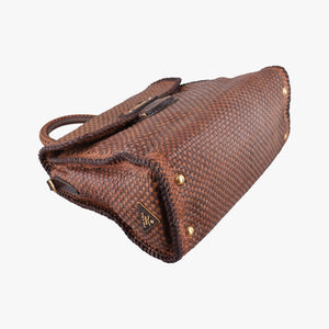 Pre-owned Prada Madras Brown leather shoulderbag | stylenewstar