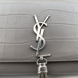 Pre-owned Yves Saint Laurent KATE Grey Leather 354119 shoulderbag | stylenewstar