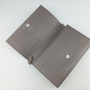 Pre-owned Yves Saint Laurent KATE Grey Leather 354119 shoulderbag | stylenewstar