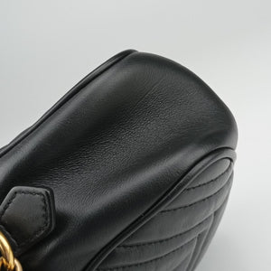 Pre-owned Gucci GG Marmont Black Leather 447632 shoulderbag | stylenewstar