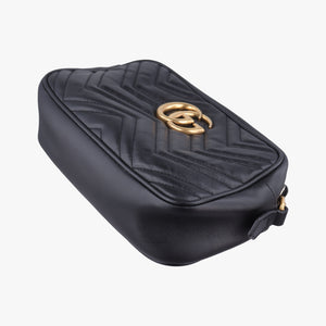 Pre-owned Gucci GG Marmont Black Leather 447632 shoulderbag | stylenewstar