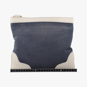 Pre-owned Prada Canapa logo jacquard Navy × white Canvas × leather BT867A shoulderbag | stylenewstar