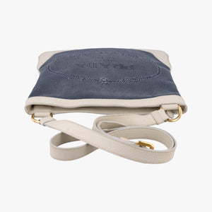 Pre-owned Prada Canapa logo jacquard Navy × white Canvas × leather BT867A shoulderbag | stylenewstar