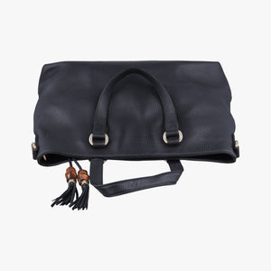 Secondhand Gucci Bamboo Tassel Tote Black Leather 449642 handbag | stylenewstar