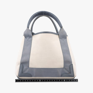 Pre-owned Balenciaga Navy Cabas XS Ivory × Gray Canvas x Leather handbag | stylenewstar