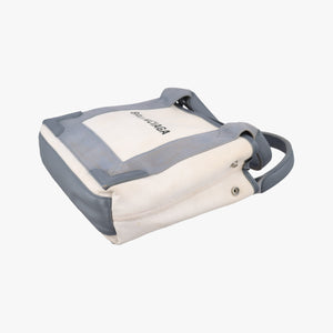 Pre-owned Balenciaga Navy Cabas XS Ivory × Gray Canvas x Leather handbag | stylenewstar