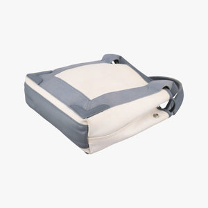 Pre-owned Balenciaga Navy Cabas XS Ivory × Gray Canvas x Leather handbag | stylenewstar
