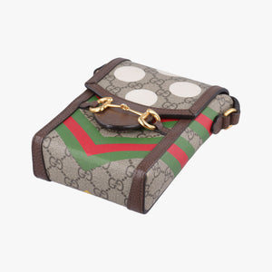 Secondhand Gucci Horsebit 1955 beige×Multicolour PVC coated canvas 625615 shoulderbag | stylenewstar