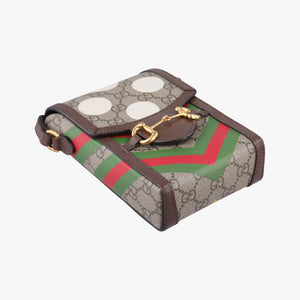 Secondhand Gucci Horsebit 1955 beige×Multicolour PVC coated canvas 625615 shoulderbag | stylenewstar