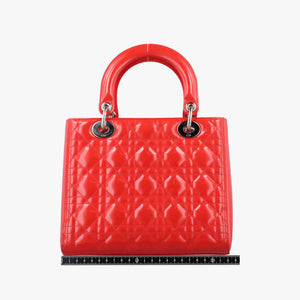 Pre-owned Christian Dior Lady Dior Red patent shoulderbag | stylenewstar