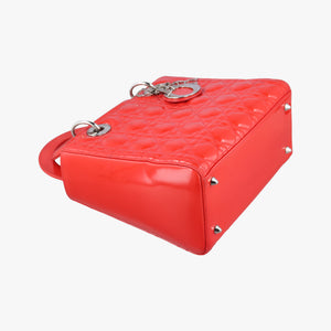 Pre-owned Christian Dior Lady Dior Red patent shoulderbag | stylenewstar