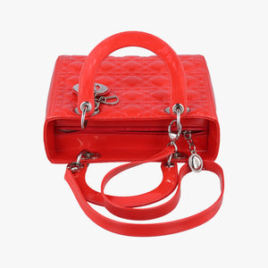 Pre-owned Christian Dior Lady Dior Red patent shoulderbag | stylenewstar