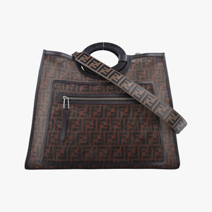 Secondhand Fendi Zucca pattern Brown mesh×Calf Leather 8BH351 shoulderbag | stylenewstar