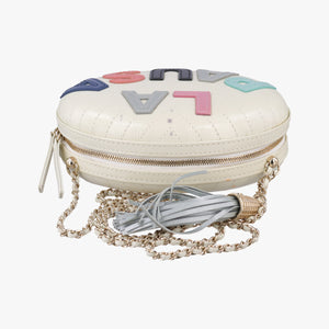 Vintage Chanel LA PAUSA Shiny Chevron Oval Tassel White Leather AS0204 shoulderbag | stylenewstar