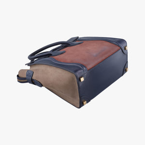 Pre-owned Celine Luggage Mini Shopper Beige×red×blue Leather×suede handbag | stylenewstar