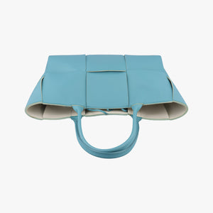 Pre-owned Bottega Veneta THE ARCO Tote Blue lambskin handbag | stylenewstar