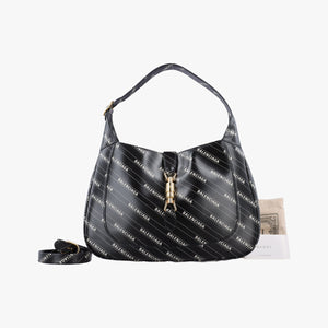 Pre-owned Gucci Gucci x Balenciaga The Hacker Project Jackie 1961 Black Leather 636712 shoulderbag | stylenewstar