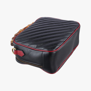 Secondhand Gucci GG Marmont Bamboo Top Handle Black×Red Leather 602270 shoulderbag | stylenewstar