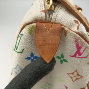 Pre-owned Louis Vuitton Speedy 30 white Monogram Multicolor M92643 handbag | stylenewstar