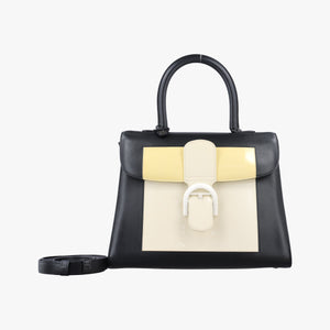 Vintage Delvaux Brillant Black × ivory Leather × patent leather shoulderbag | stylenewstar