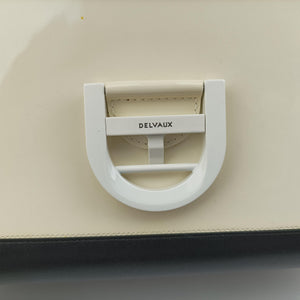 Vintage Delvaux Brillant Black × ivory Leather × patent leather shoulderbag | stylenewstar