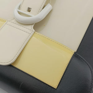 Vintage Delvaux Brillant Black × ivory Leather × patent leather shoulderbag | stylenewstar
