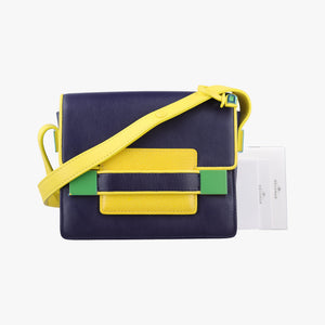 Pre-owned Delvaux Madame Navy × Yellow × Green Leather shoulderbag | stylenewstar