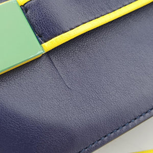 Pre-owned Delvaux Madame Navy × Yellow × Green Leather shoulderbag | stylenewstar