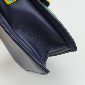 Pre-owned Delvaux Madame Navy × Yellow × Green Leather shoulderbag | stylenewstar