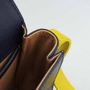 Pre-owned Delvaux Madame Navy × Yellow × Green Leather shoulderbag | stylenewstar