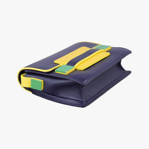 Pre-owned Delvaux Madame Navy × Yellow × Green Leather shoulderbag | stylenewstar