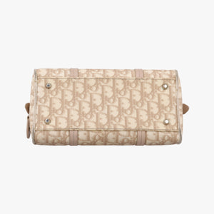 Pre-owned Christian Dior Romantic Trotter Beige x White PVC coated canvas x velour handbag | stylenewstar