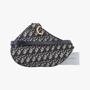 Pre-owned Christian Dior Saddle Navy×Gray Jacquard shoulderbag | stylenewstar