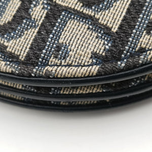 Pre-owned Christian Dior Saddle Navy×Gray Jacquard shoulderbag | stylenewstar